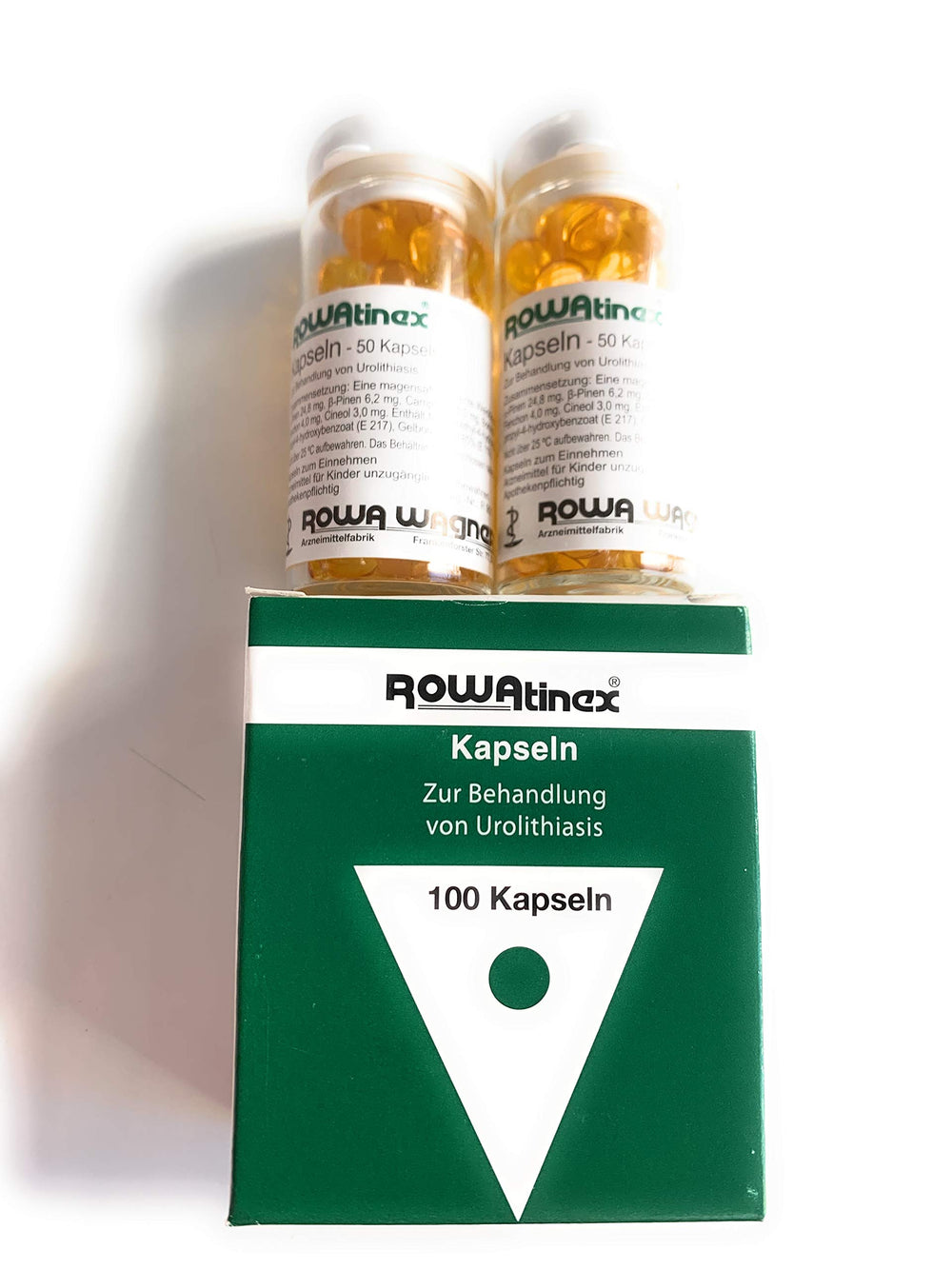 Rowa Rowatinex capsules bottle front view for urinary health support