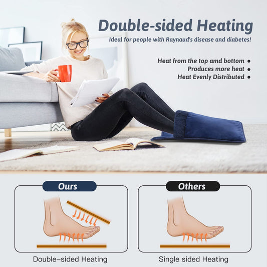 ROWARMSEY foot warmer with top heating pad highlighting even warmth