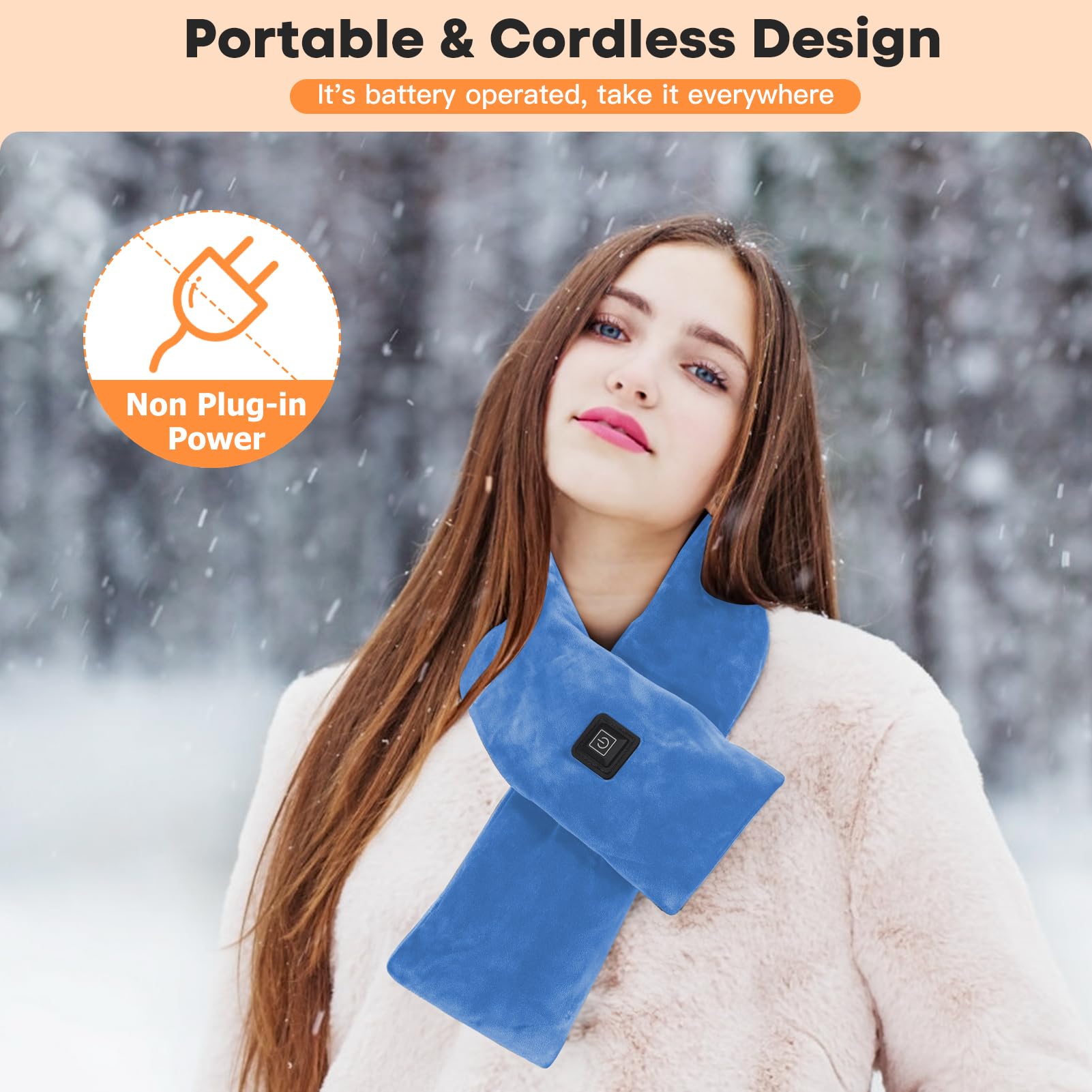 ROWARMSEY neck heating pad back view showing ergonomic wrap for soothing warmth.