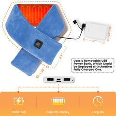 ROWARMSEY sky-blue neck heating pad pictured as portable travel-friendly accessory.