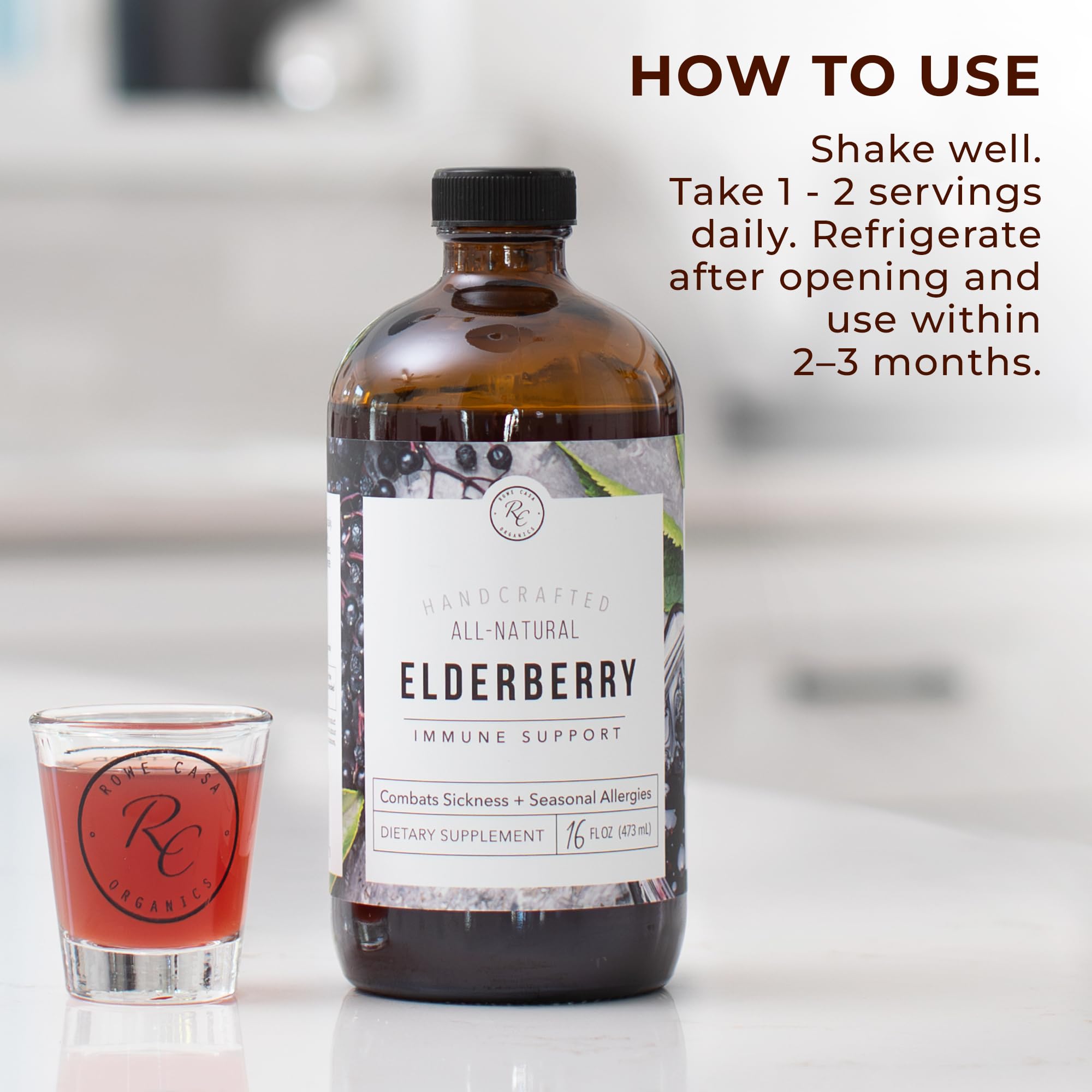 Rowe Casa Organics label close-up featuring organic elderberries