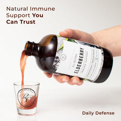 Rowe Casa Organics spoonful of elderberry syrup for daily routines