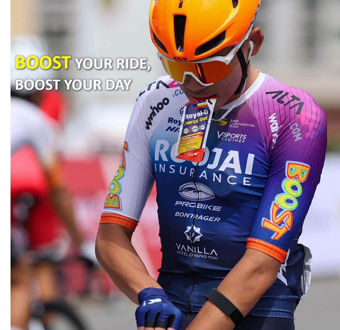Royal-D Energy Gels used by an athlete during a run for sustained energy