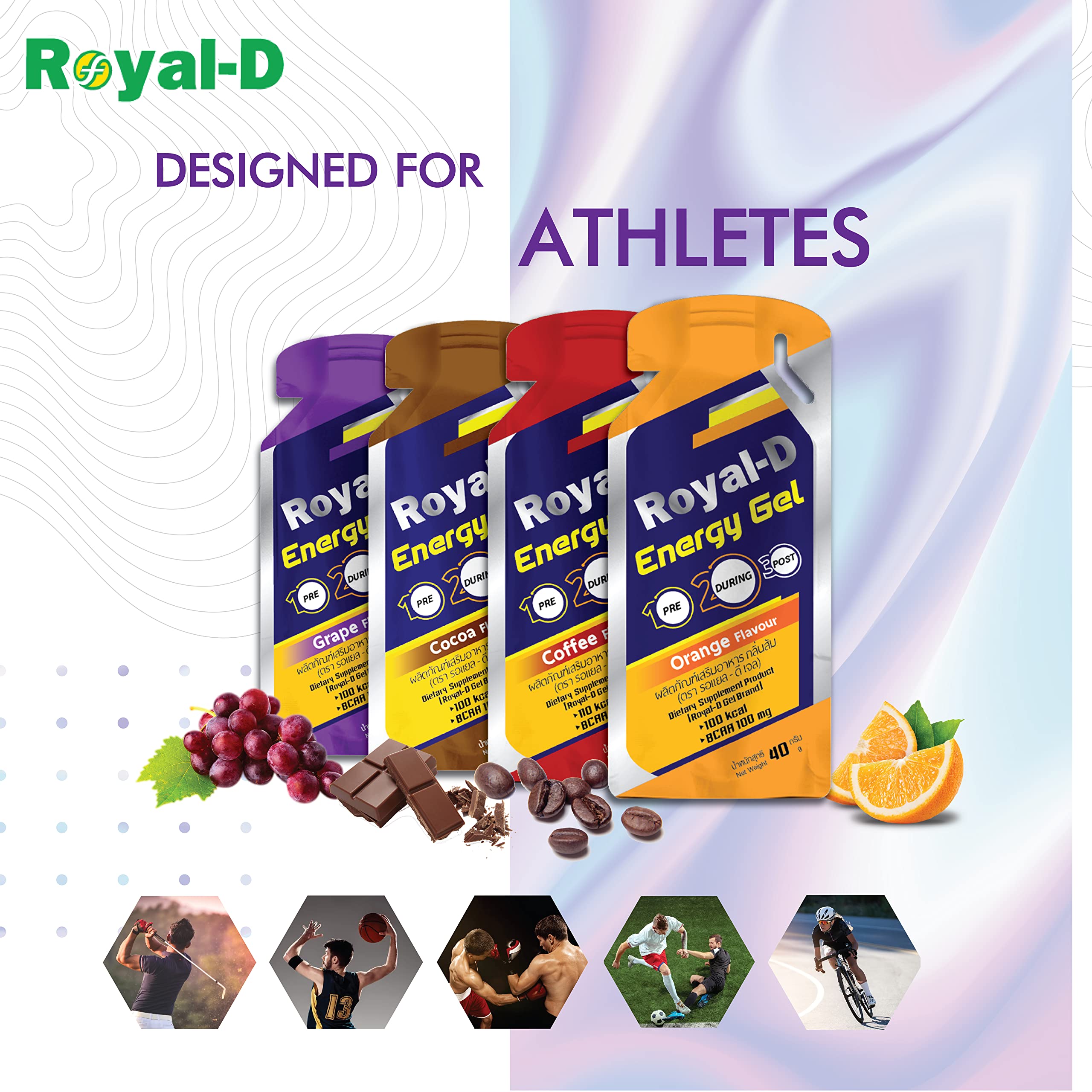 Royal-D Energy Gels orange flavor close-up highlighting flavor and fast energy
