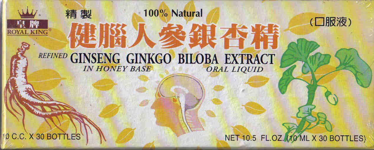 Royal King ginseng ginkgo biloba bottle pour for easy daily use with honey base.