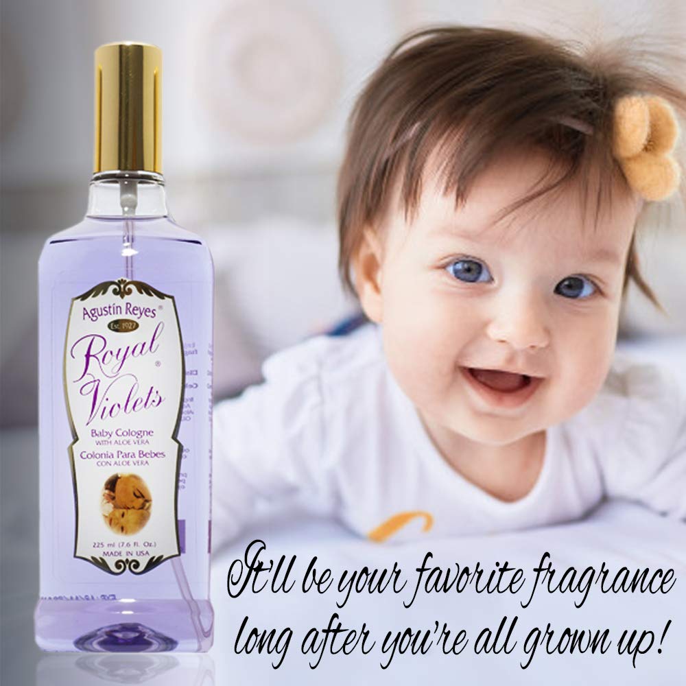 Royal Violets Aloe Vera enriched formula noted on packaging for skin comfort.