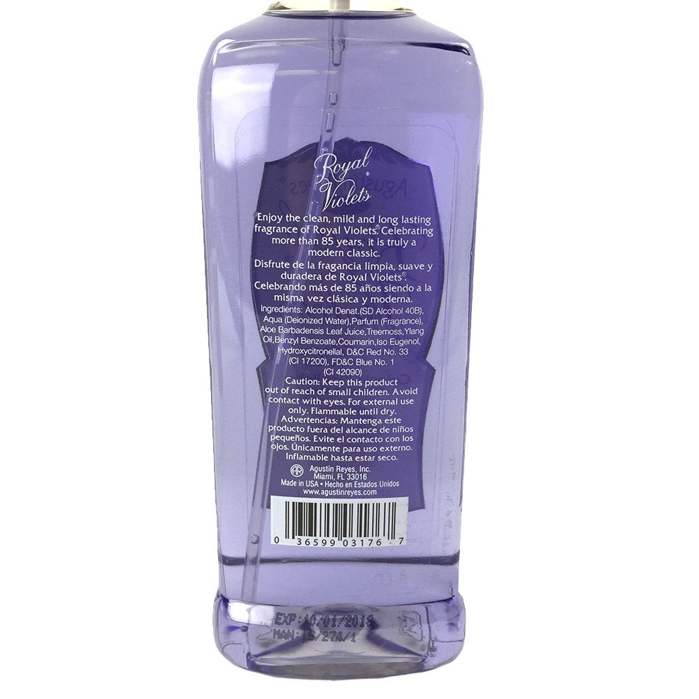 Royal Violets bottle label featuring a classic design and enduring scent.