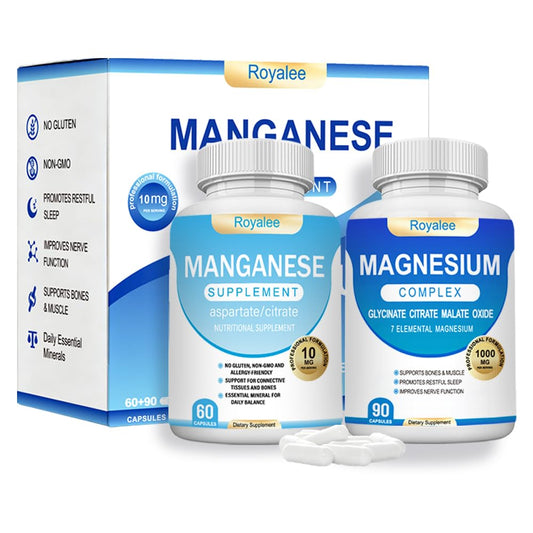 Royalee Magnesium Complex and Manganese bundle bottle shows balanced mineral support for daily use