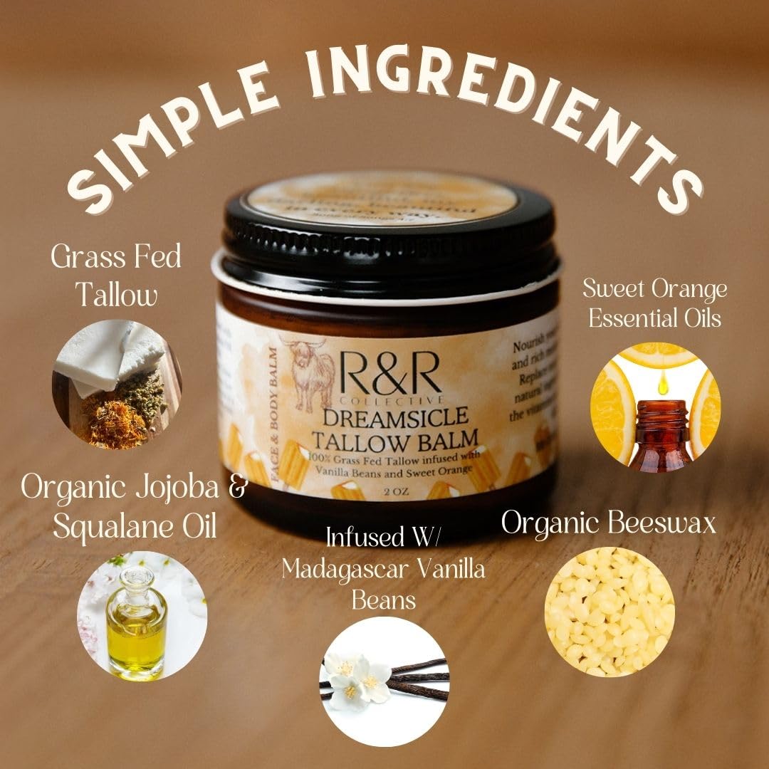 R&R Collective grass-fed tallow nourishment close-up jar side view