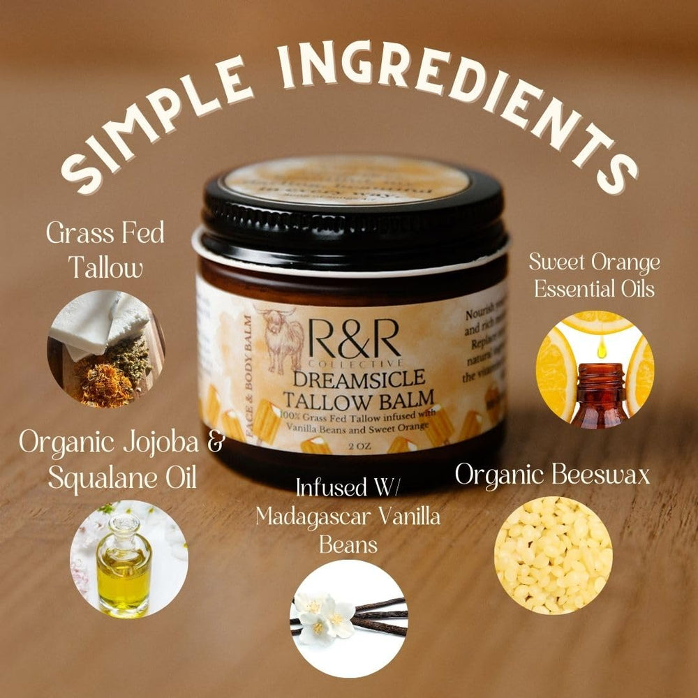 R&R Collective grass-fed tallow nourishment close-up jar side view