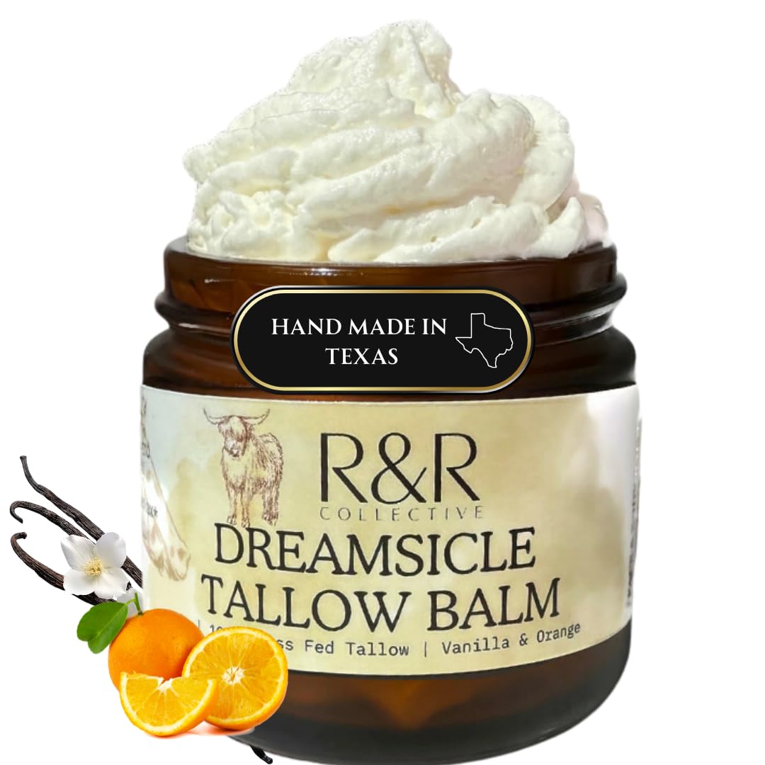R&R Collective Dreamsicle whipped tallow balm jar for deep skin hydration