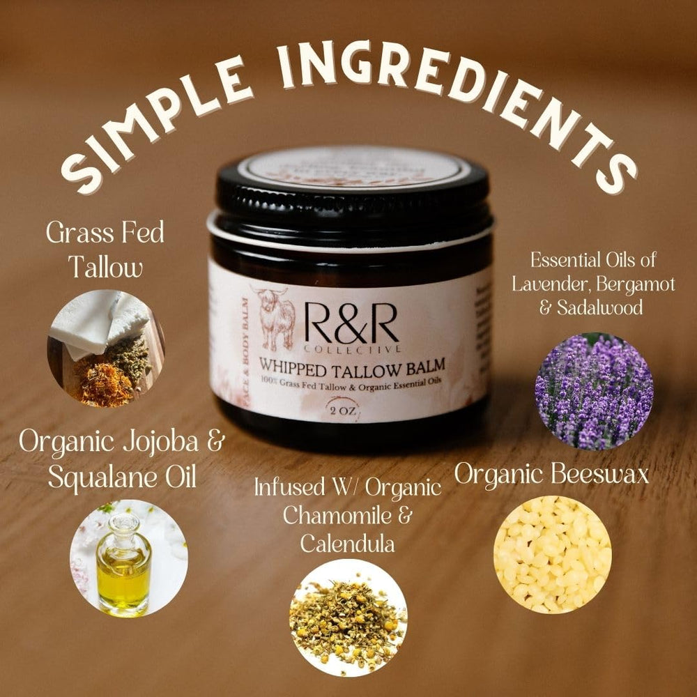 R&R Collective Wildflower Tallow Balm jar with spoon for daily use