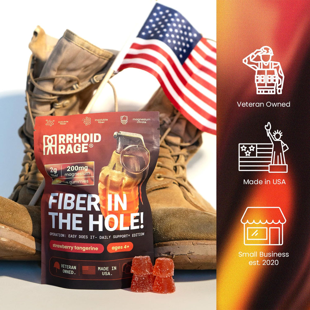 Rrhoid Rage digestive health graphic communicates soluble and insoluble fiber benefits