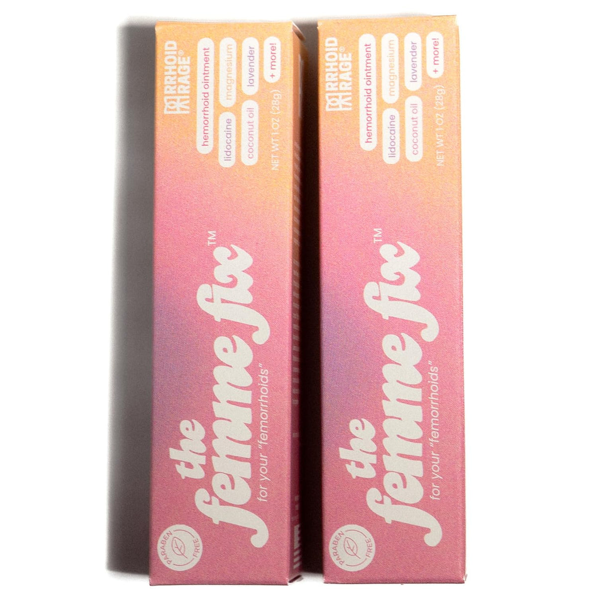 Rrhoid Rage Femme Fix tube close-up for discreet postpartum relief