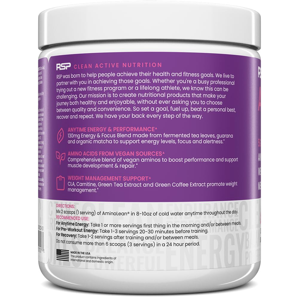 RSP Nutrition AminoLean acai scoop suggests acai energy boost.