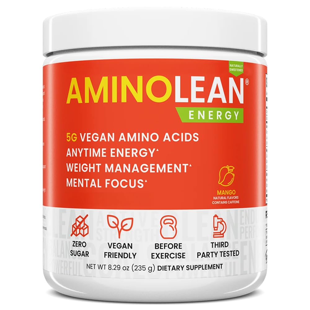 RSP Nutrition AminoLean mango tub front view for natural energy boost