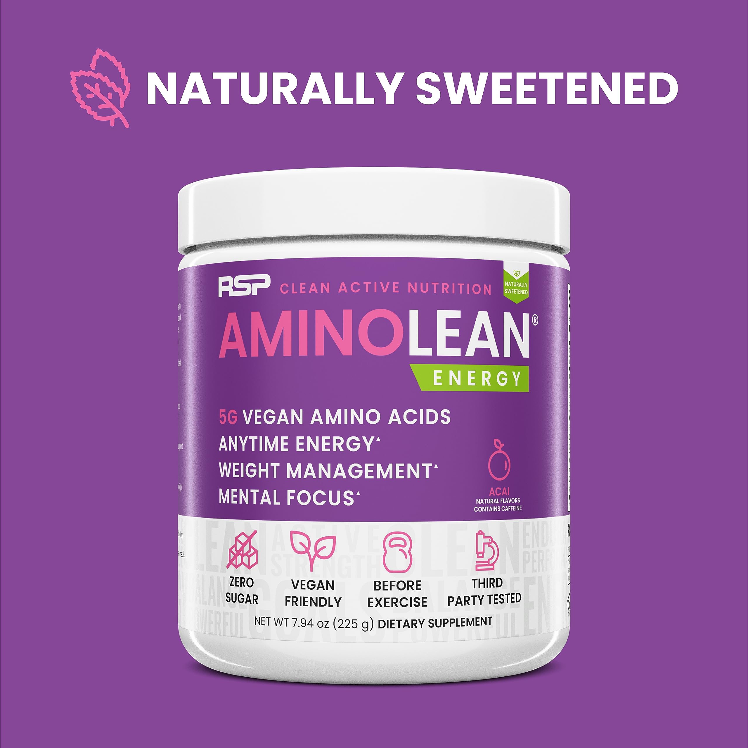 RSP Nutrition AminoLean pour showcases steady energy without jitters.