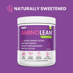 RSP Nutrition AminoLean pour showcases steady energy without jitters.