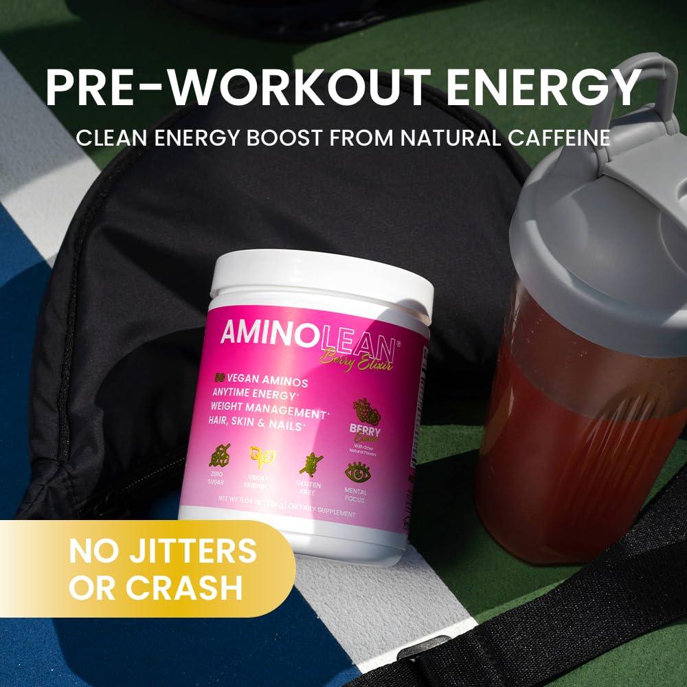RSP AminoLean Berry Elixir scoop highlighting convenient pre-workout serving.