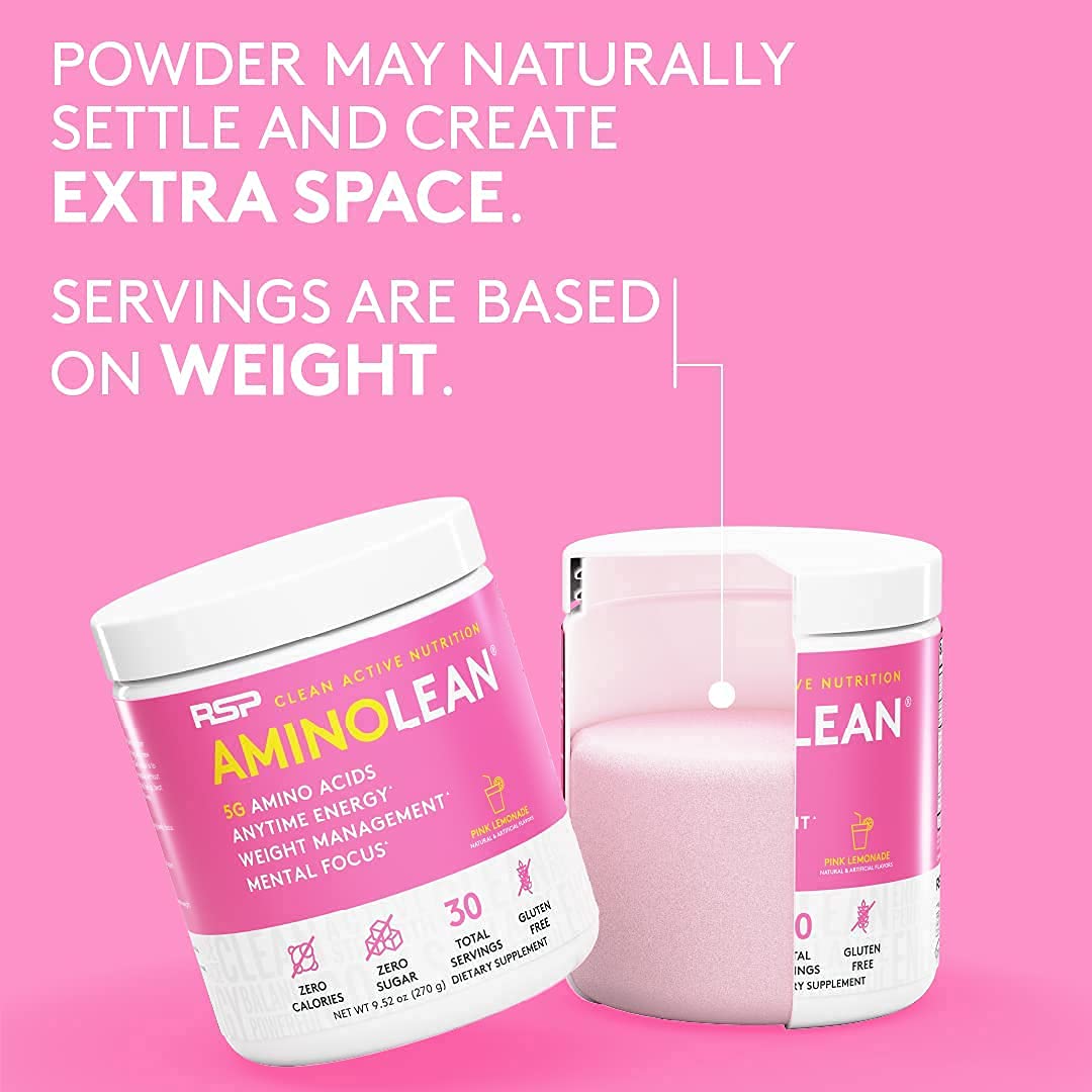 Zero sugar and gluten-free attributes shown on AminoLean label
