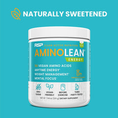 RSP Vegan AminoLean bottle pour ready for pre-workout energy on the go
