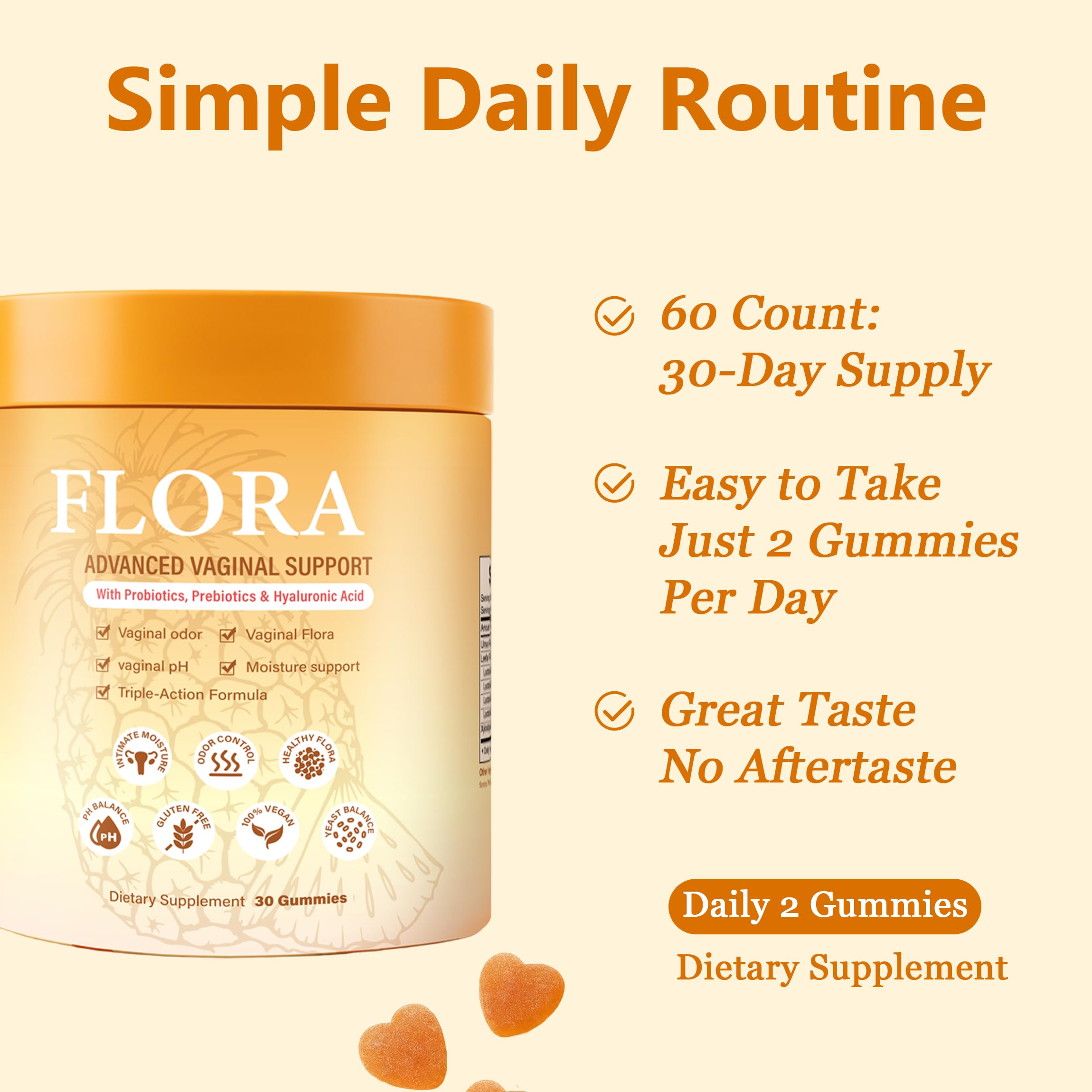 RTQSU Flora Plus Gummies in hand demonstrating portable wellness on the go