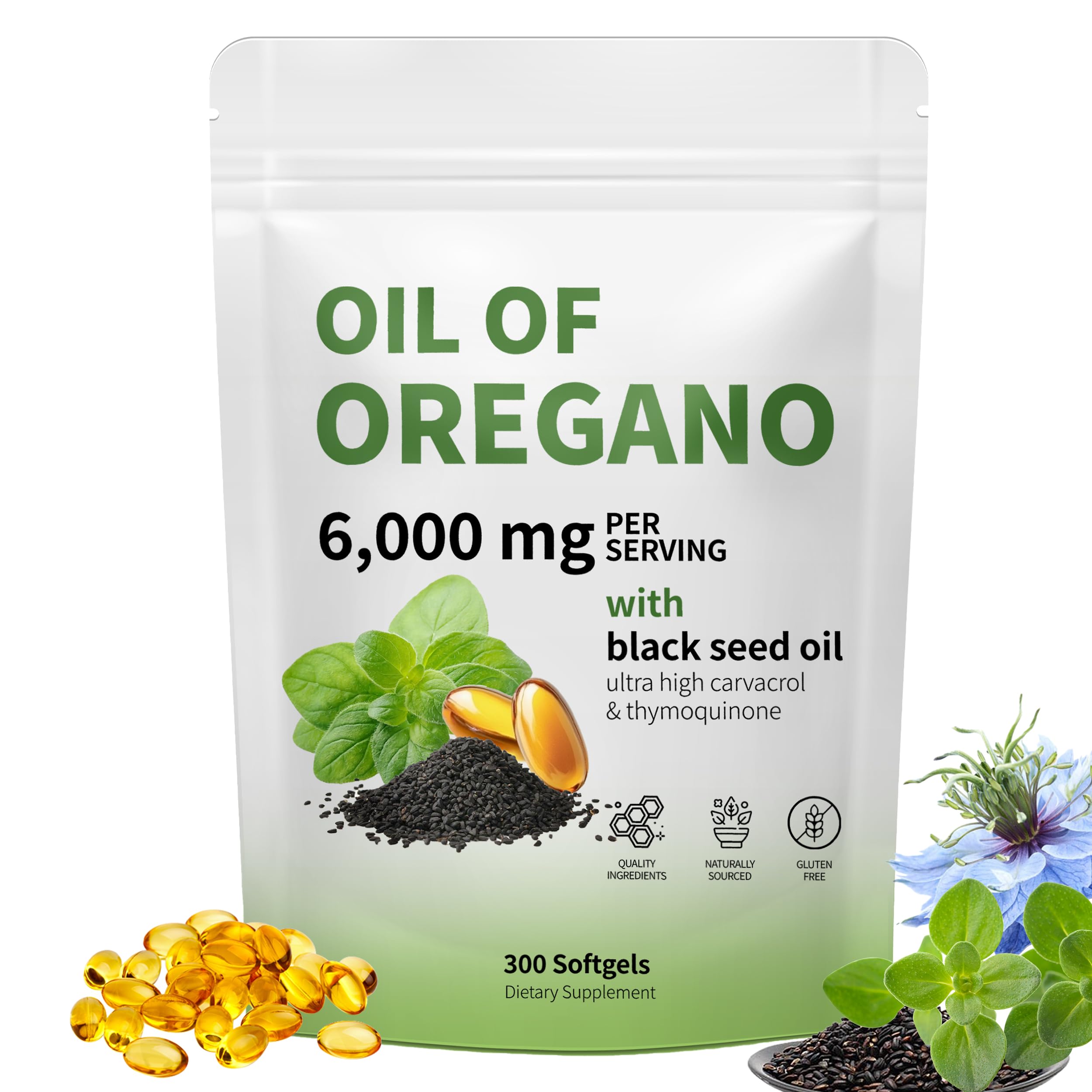 RTQSU Oil of Oregano with Black Seed Oil bottle front for daily immune support.