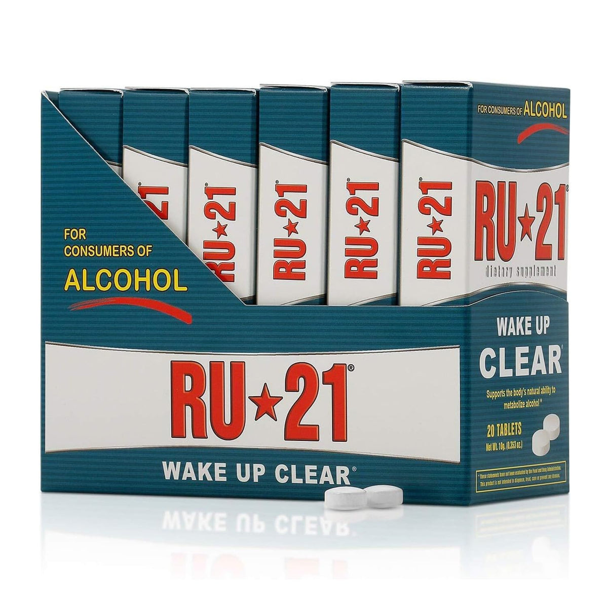 RU-21 bottle on nightstand ready to support a refreshed morning after drinking.