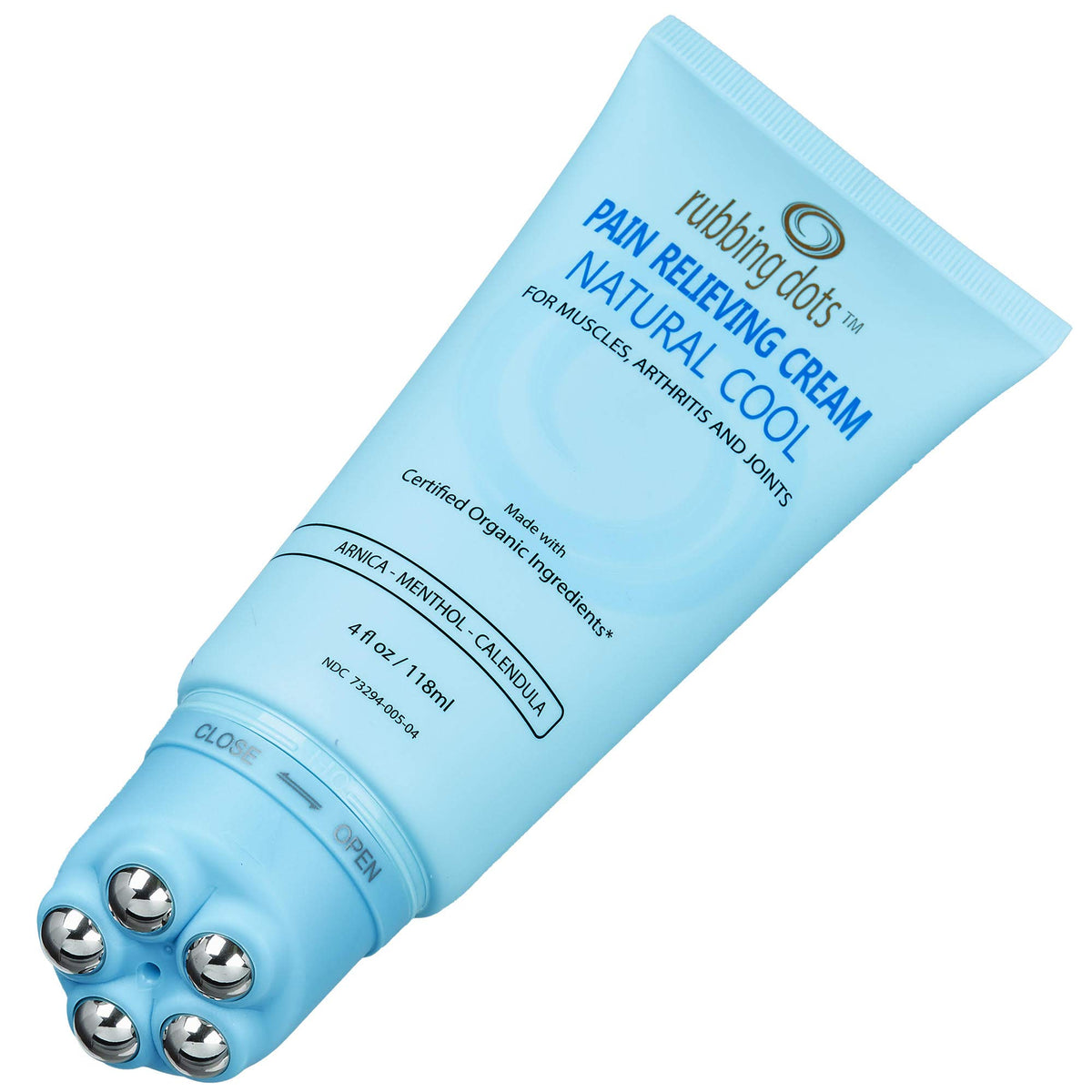 Rubbing Dots muscle pain cream bottle shown for targeted relief and easy application.