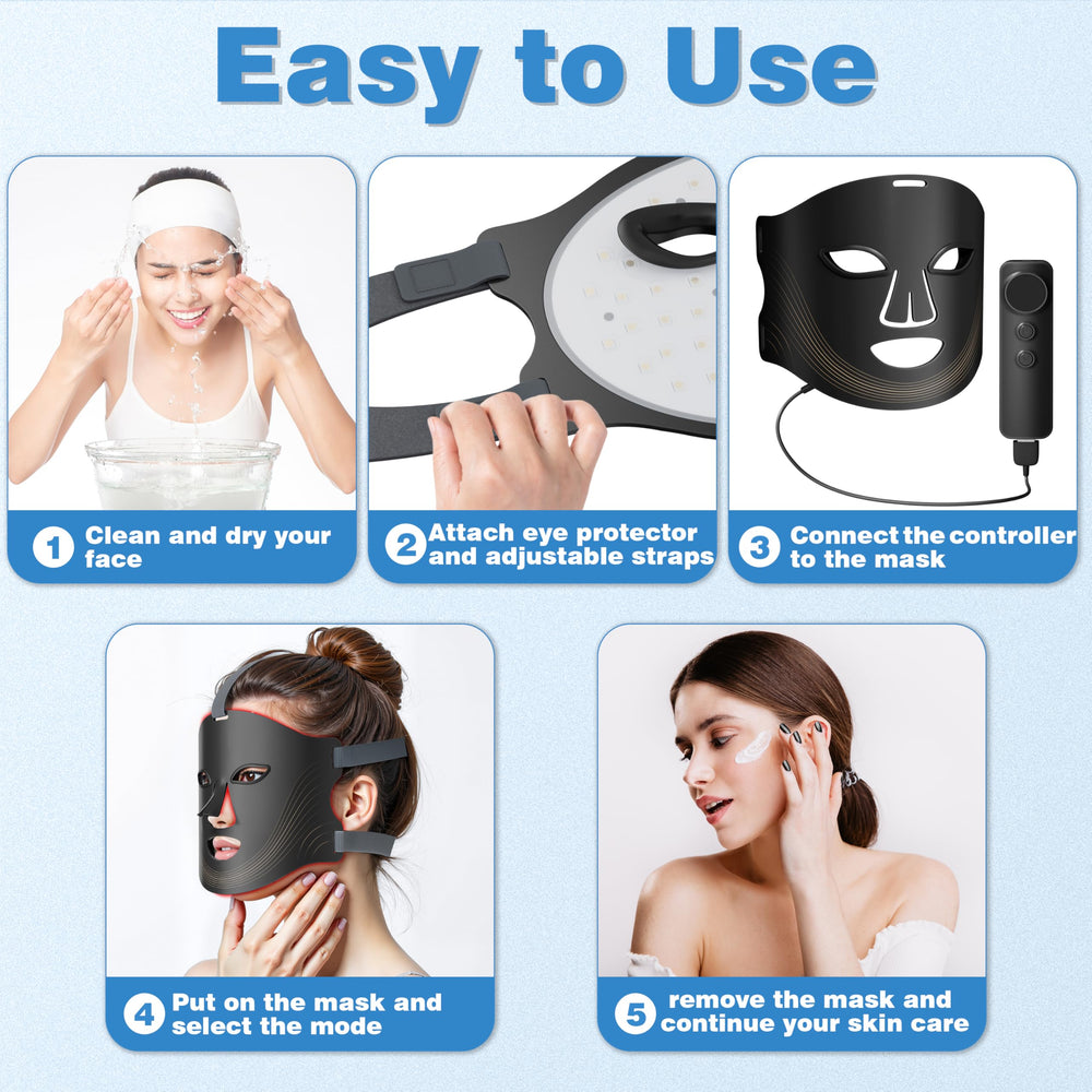 Person wearing RubraVive mask during a home skincare session.