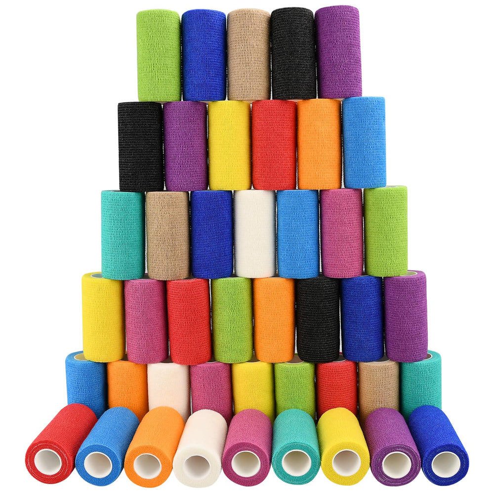 RUBY.Q self-adhesive bandage wraps in multicolor ready for quick, reliable joint support