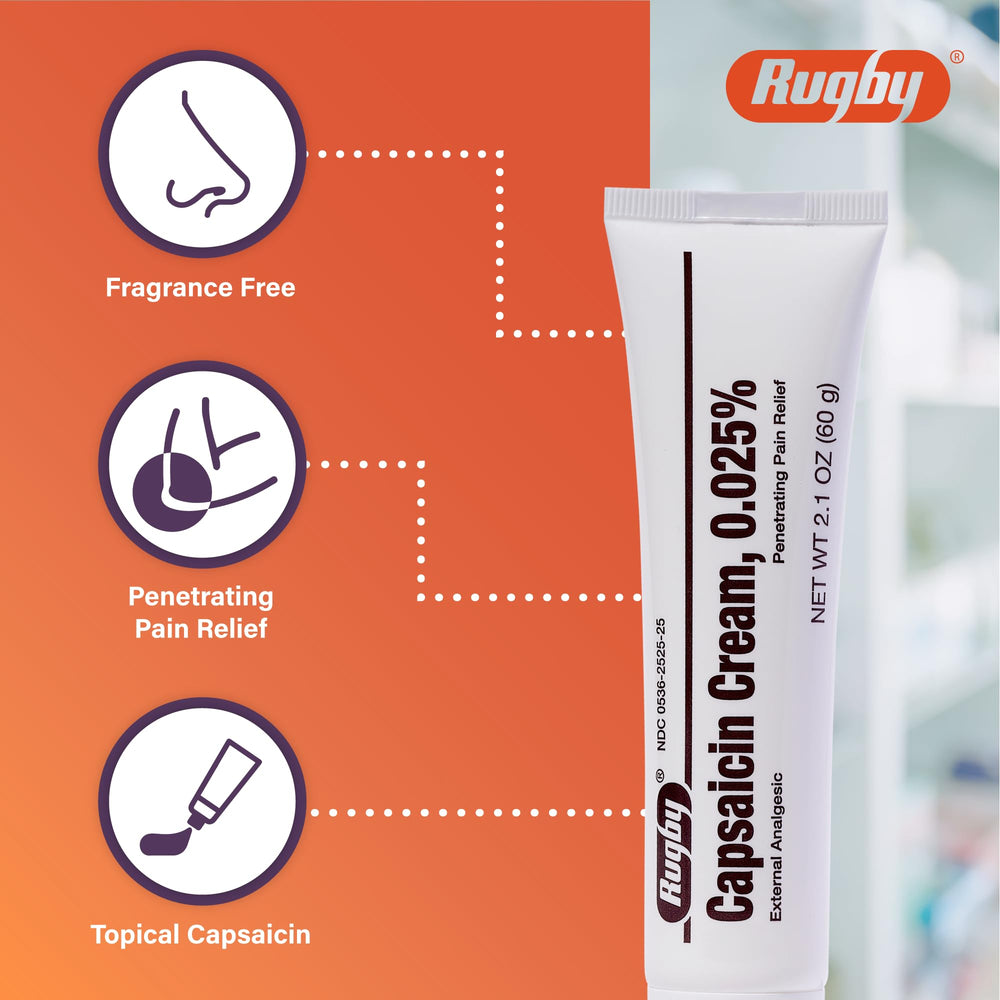 Applying Rugby Capsaicin cream to skin for targeted use on a pain point