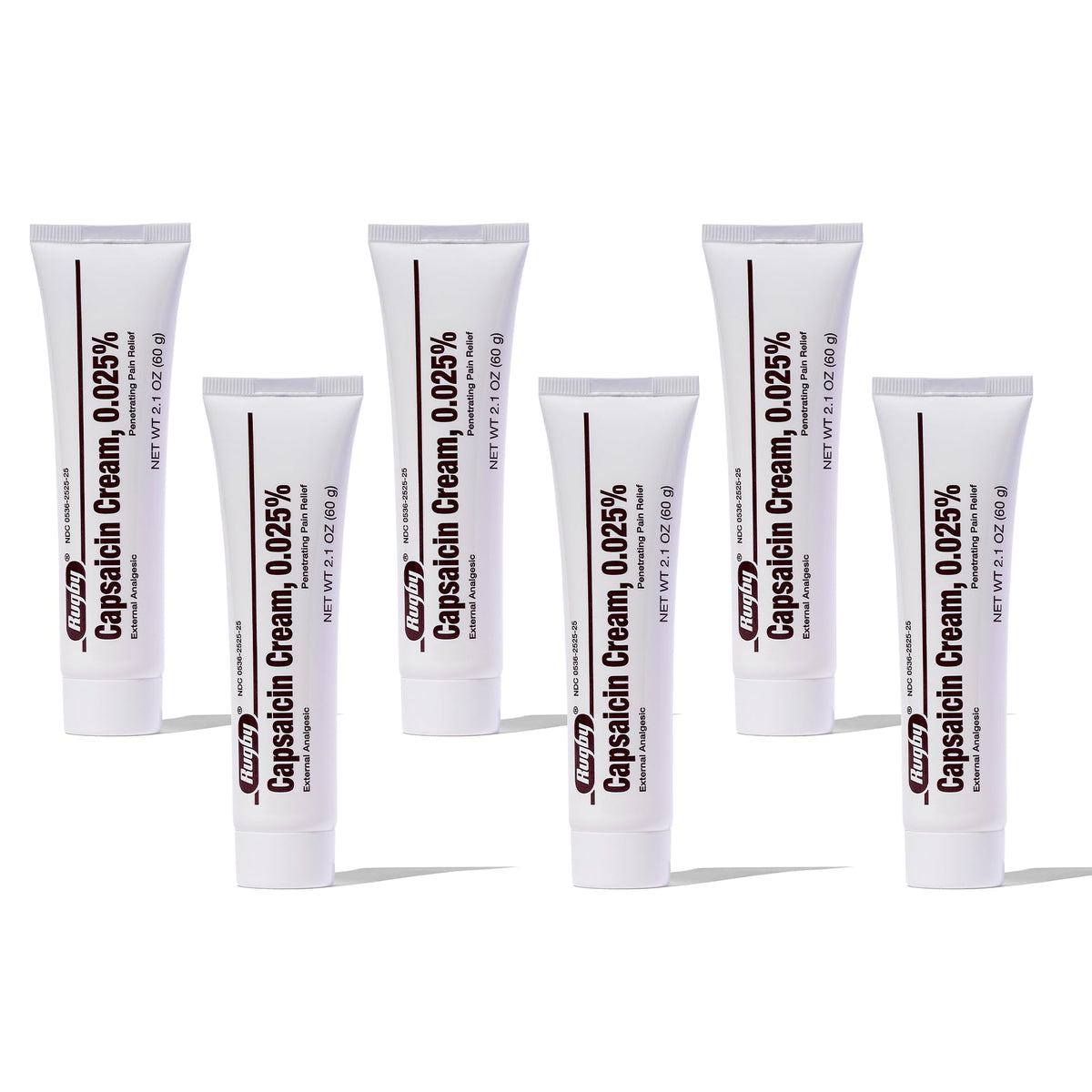 Rugby Capsaicin 0.025% cream bottle prepared for topical application and surface comfort