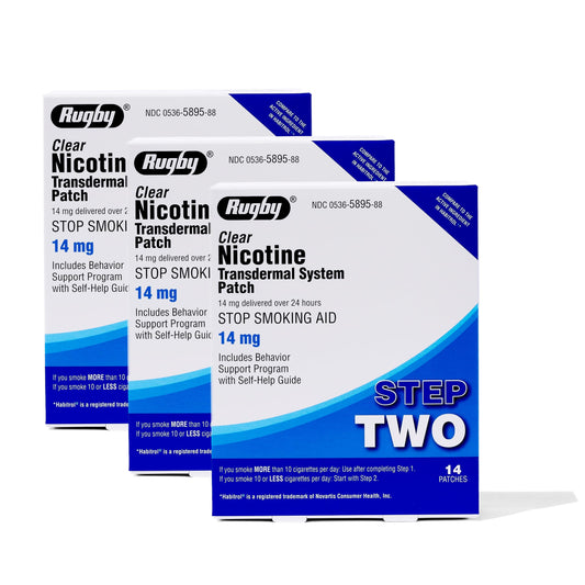 Rugby Clear Nicotine Patch on skin for continuous craving relief