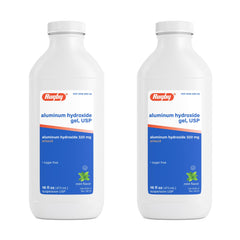Rugby Laboratories aluminum hydroxide gel bottle front showing mint flavor for heartburn relief