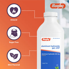 Rugby Laboratories dose spoon illustration shows recommended servings after meals