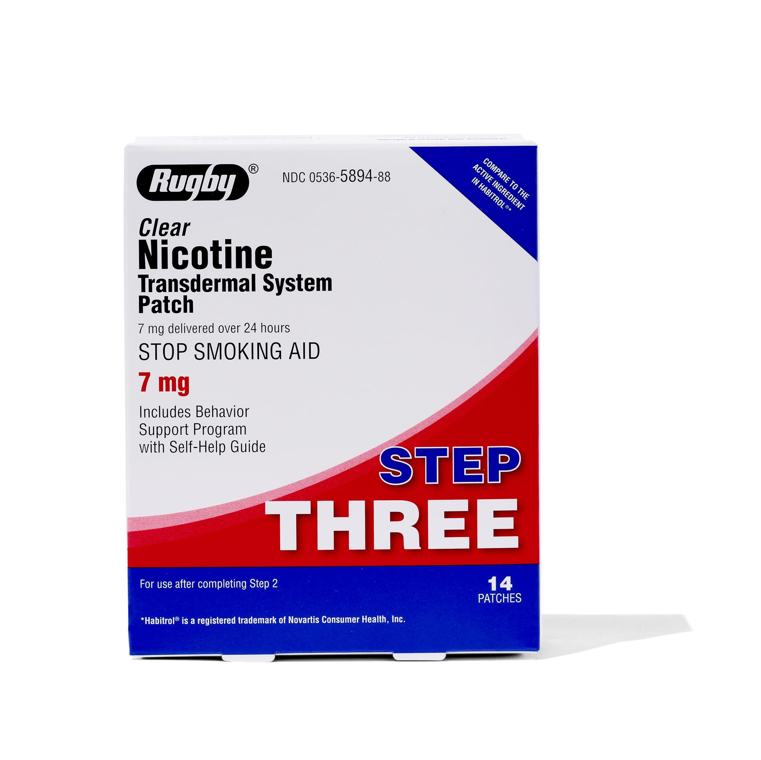 Rugby Laboratories clear nicotine patch on skin delivering 24-hour nicotine