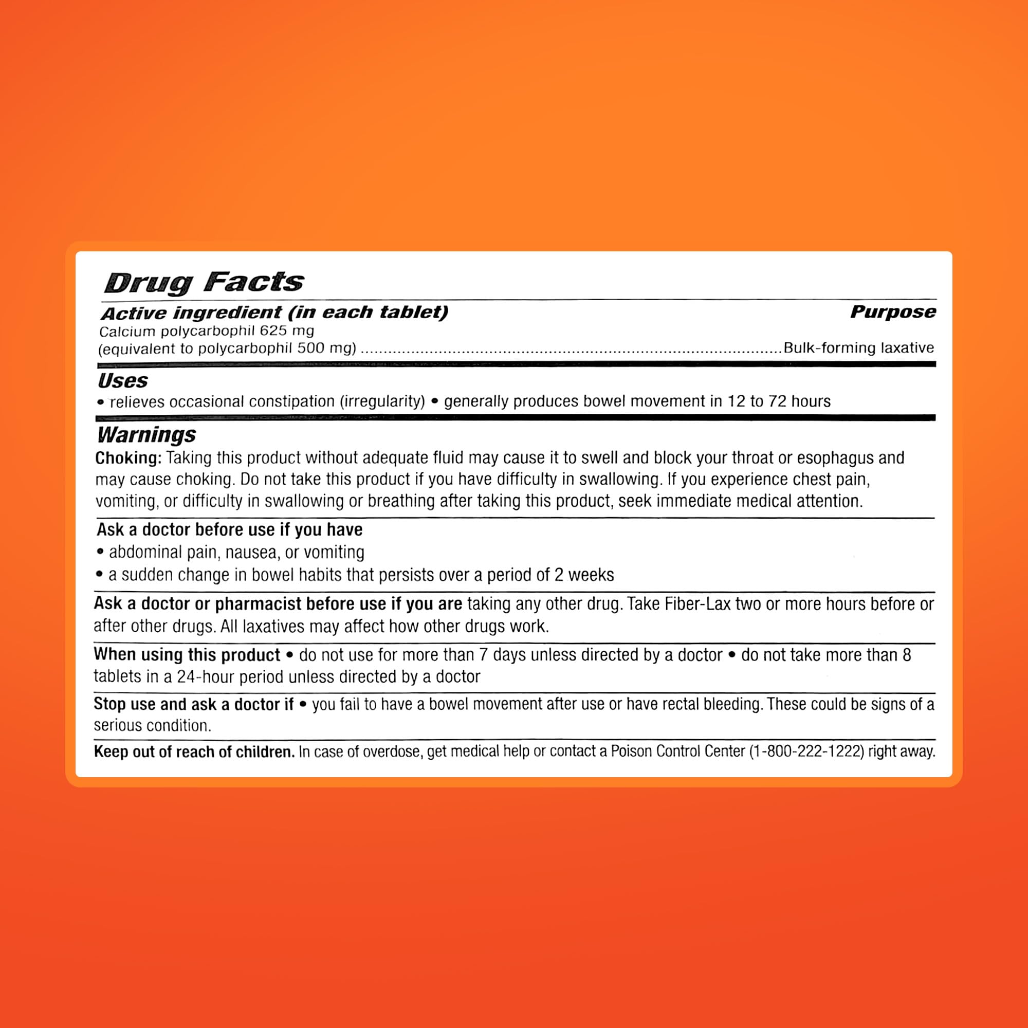 Rugby Laboratories Fiber-Lax bottle label readable for trust