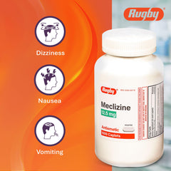 Meclizine caplets in a purse for easy travel access