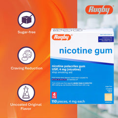 Rugby Laboratories original flavor gum on a desk, suggesting routine use during daily tasks.