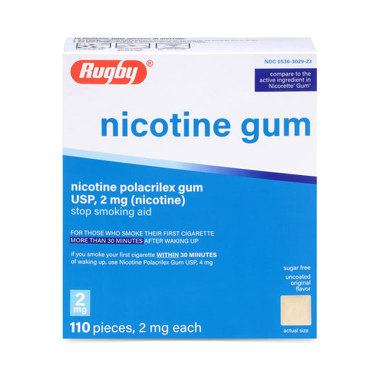 Rugby Laboratories Polacrilex 2mg gum original flavor front pack view for brand trust