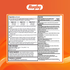 Branding close-up on Rugby Polacrilex Cinnamon Gum packaging