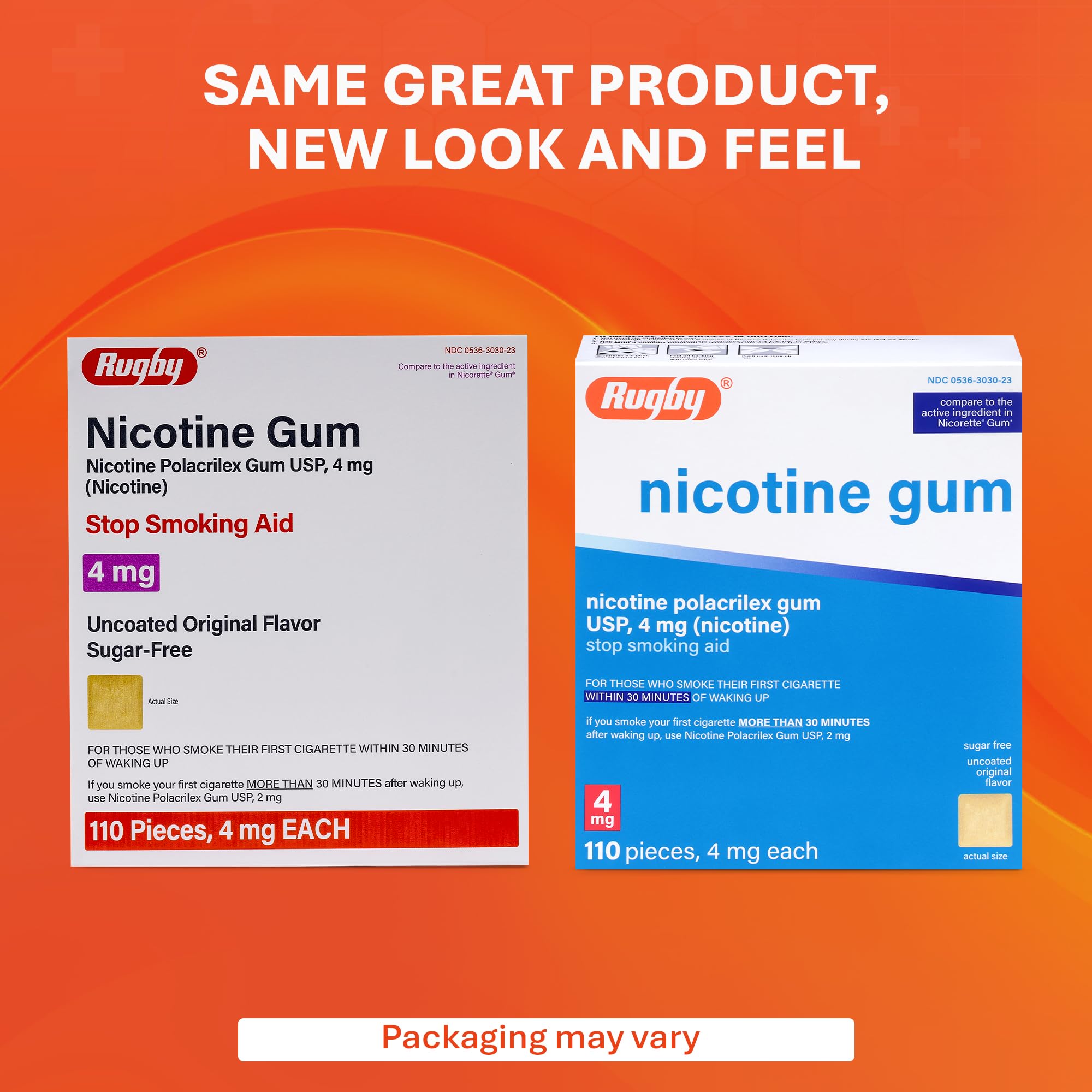 Rugby Polacrilex gum usage guide — 12-week reduction plan shown