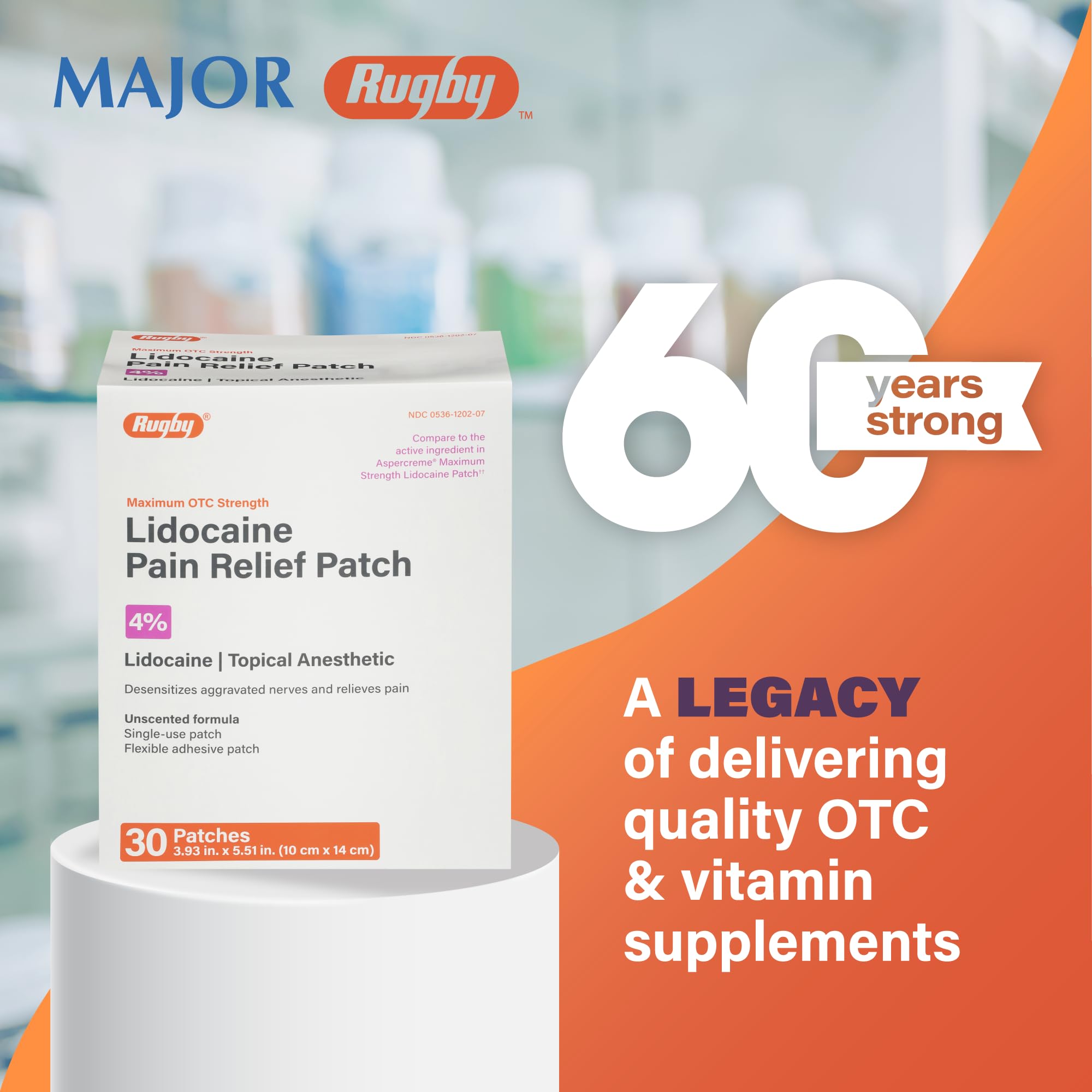 Rugby lidocaine patch instruction scene emphasizing use guidelines.