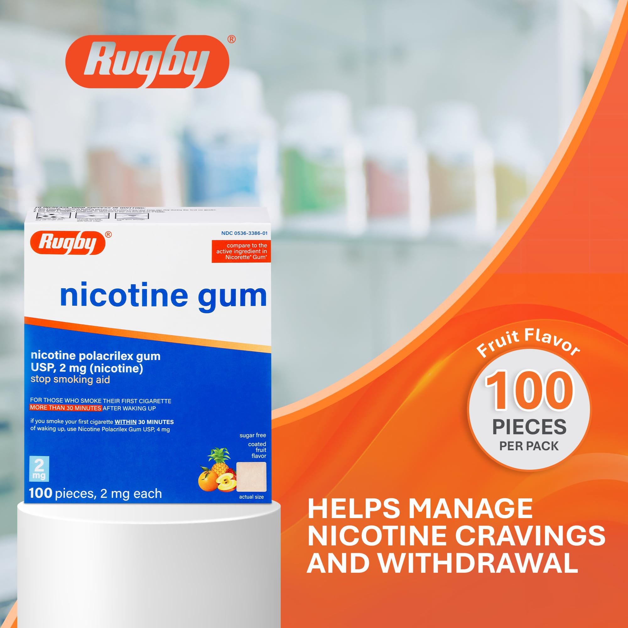 Rugby nicotine gum 2mg tingling chew indicates cravings relief in action.