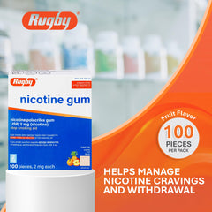 Rugby nicotine gum 2mg tingling chew indicates cravings relief in action.