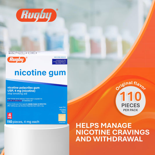 Rugby Nicotine Gum 4mg tingling chews illustrating discreet craving relief