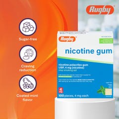 Rugby Polacrilex 4mg gum discreet-use design for daily life.
