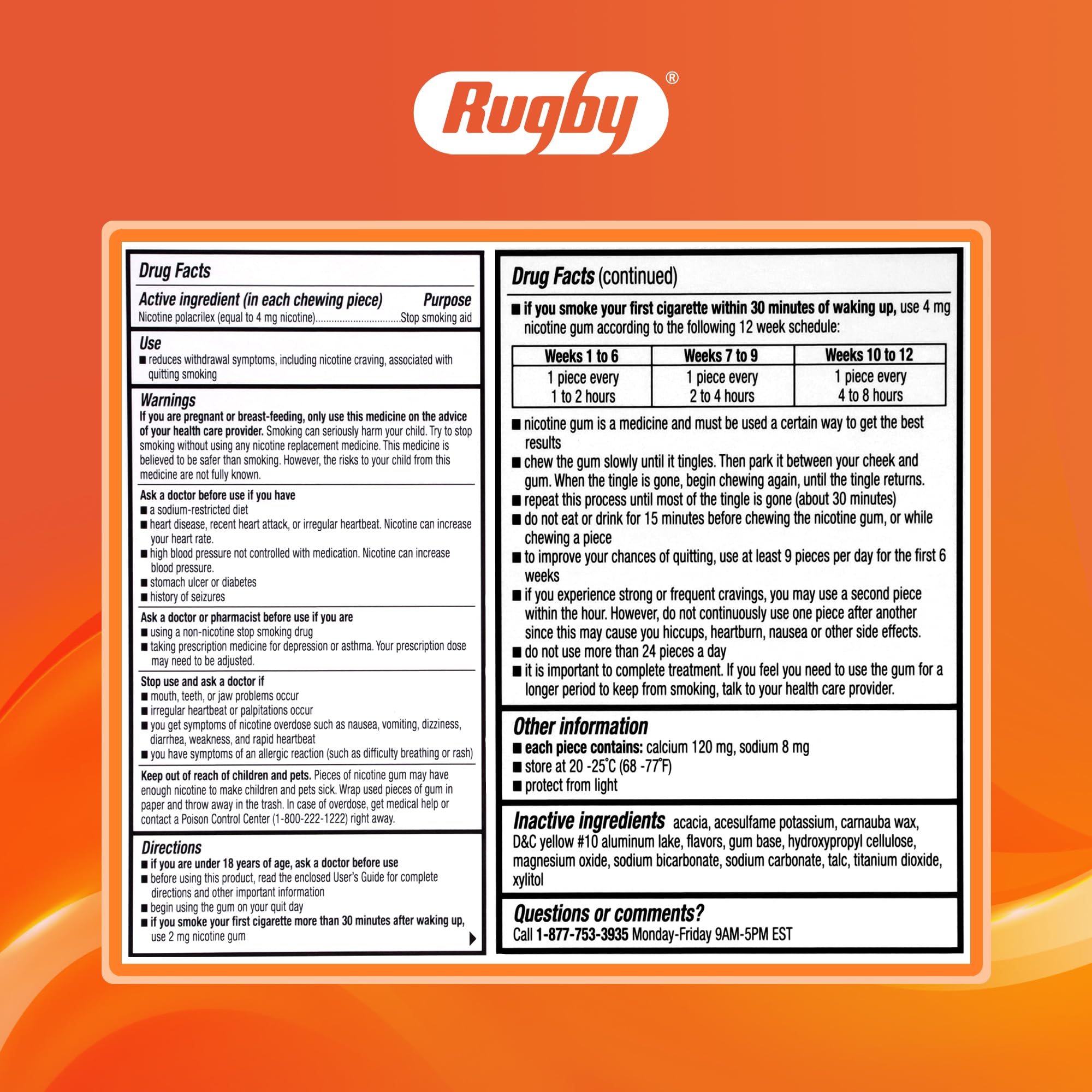 Rugby Polacrilex 4mg mint gum usage-guide supports correct chewing.
