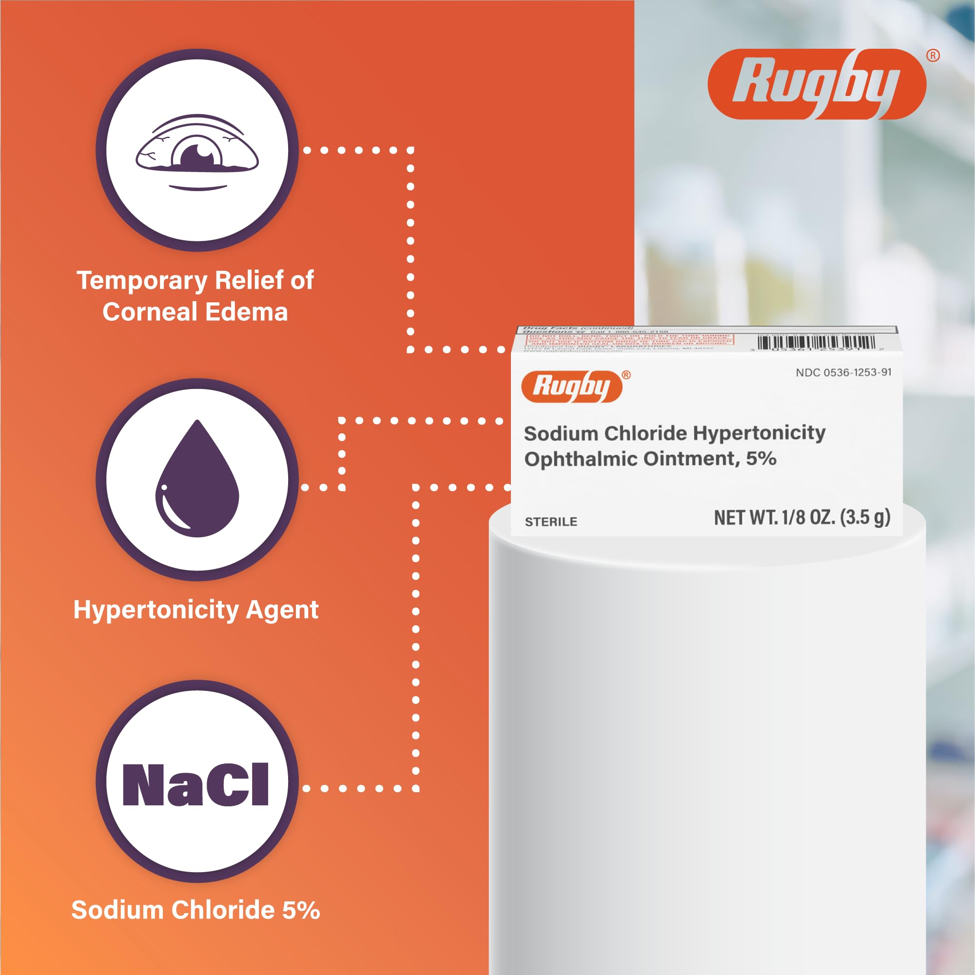 Rugby ophthalmic ointment texture with emollients for gentle comfort.
